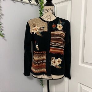 Erika Black and Brown Floral Cardigan